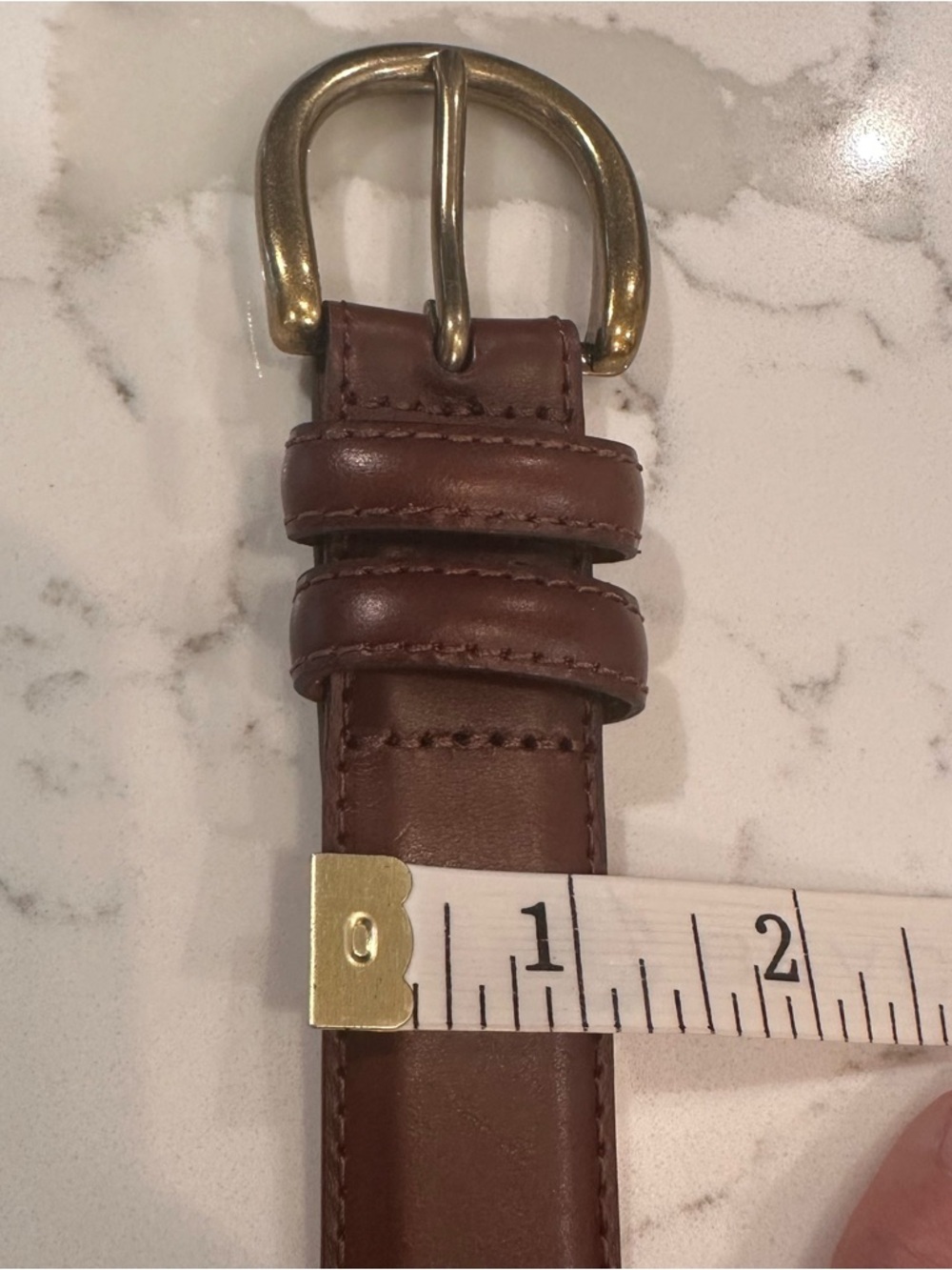 Jos A Bank Italian Leather Belt Brass Buckle Mens 46 Brown Professional Career - Picture 7 of 12